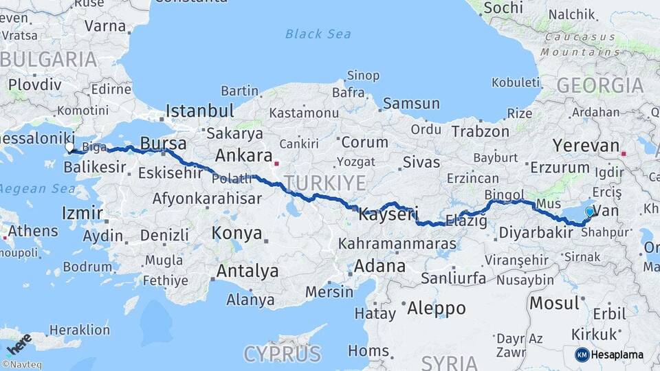 Van Gökçeada Çanakkale Arası Kaç Km - Yol Haritası