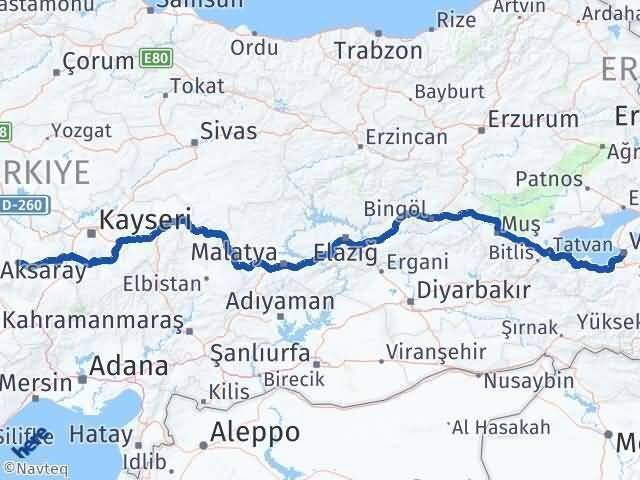 Van Gülağaç Aksaray Arası Kaç Km - Yol Haritası