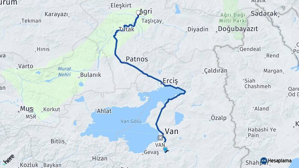 Van Gürpınar Ağrı Arası Kaç Km - Yol Haritası