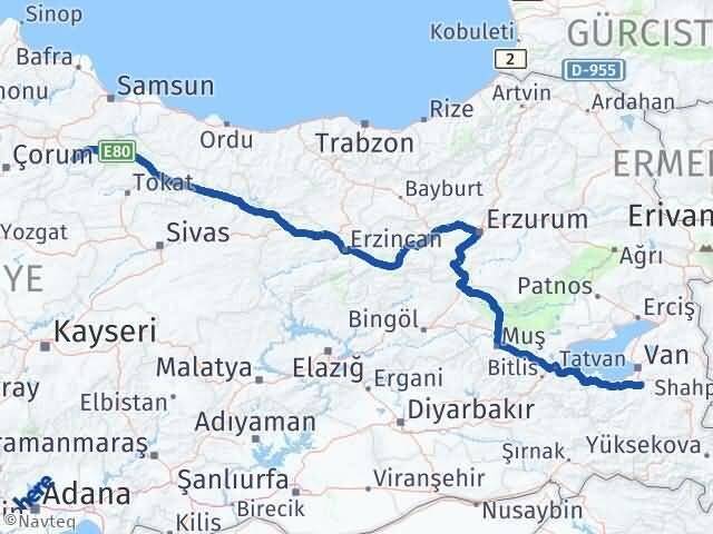 Van Gürpınar Amasya Arası Kaç Km - Yol Haritası