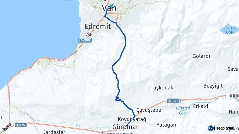 Van Gürpınar Arası Kaç Km - Yol Haritası