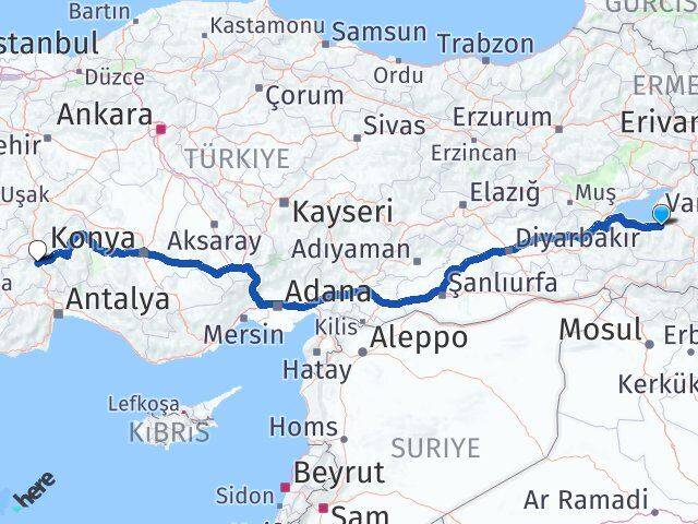 Van Gürpınar Burdur Arası Kaç Km - Yol Haritası