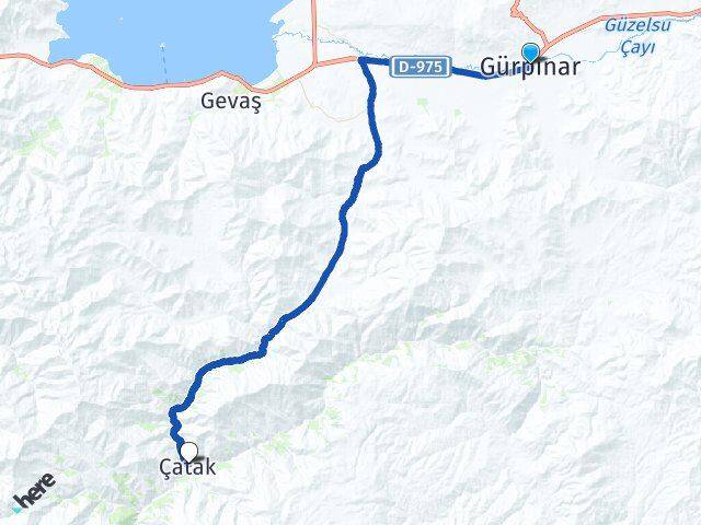 Van Gürpınar Çatak Arası Kaç Km - Yol Haritası