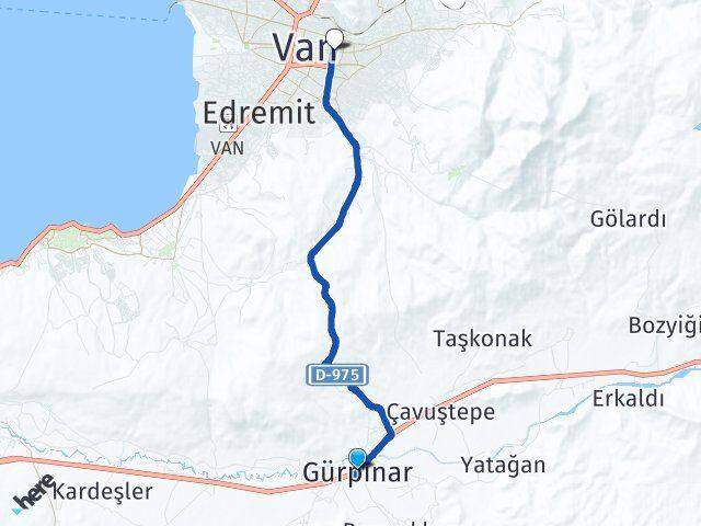 Van Gürpınar İpekyolu Arası Kaç Km - Yol Haritası
