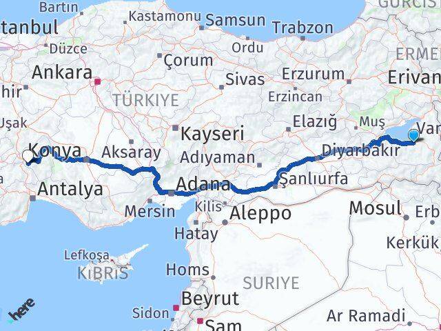 Van Gürpınar Isparta Arası Kaç Km - Yol Haritası