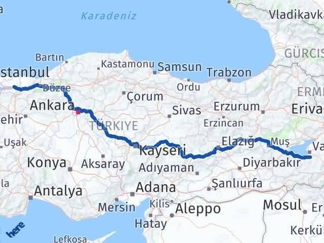 Van Gürpınar Kocaeli Arası Kaç Km - Yol Haritası