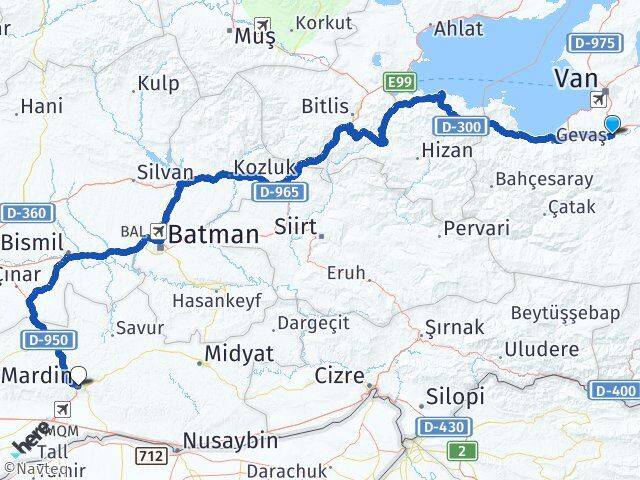 Van Gürpınar Mardin Arası Kaç Km - Yol Haritası