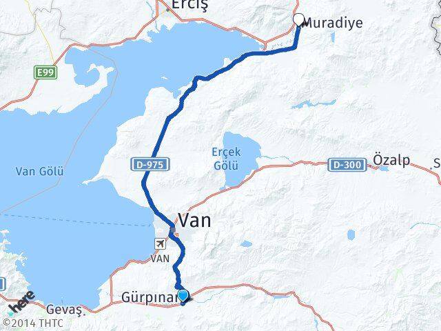 Van Gürpınar Muradiye Arası Kaç Km - Yol Haritası