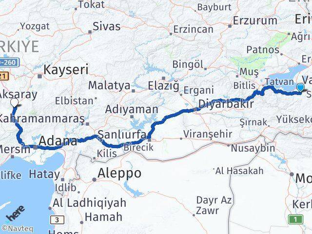 Van Gürpınar Niğde Arası Kaç Km - Yol Haritası