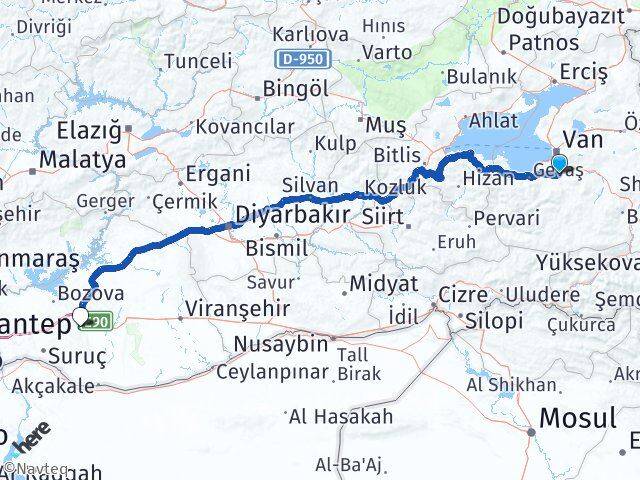 Van Gürpınar Şanlıurfa Arası Kaç Km - Yol Haritası