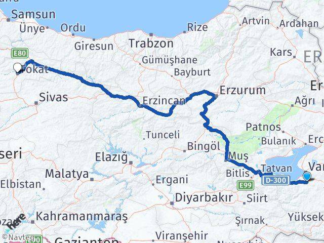Van Gürpınar Tokat Arası Kaç Km - Yol Haritası