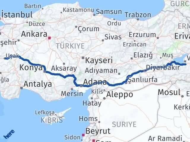 Van Gürpınar Uşak Arası Kaç Km - Yol Haritası
