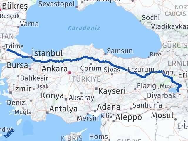 Van Havsa Edirne Arası Kaç Km - Yol Haritası