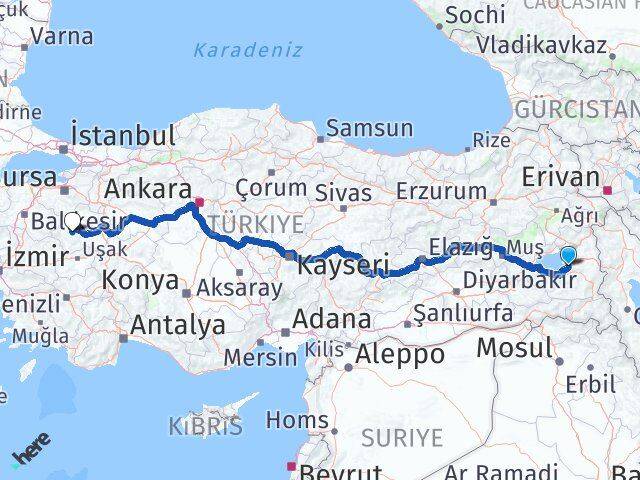 Van Hisarcık Kütahya Arası Kaç Km - Yol Haritası