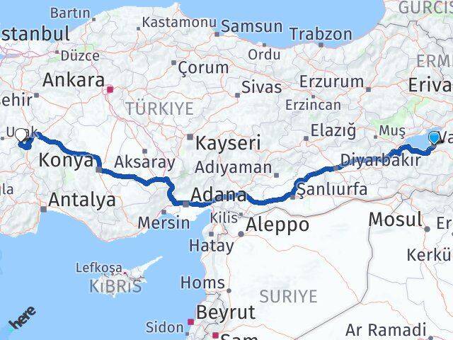 Van Hocalar Afyonkarahisar Arası Kaç Km - Yol Haritası