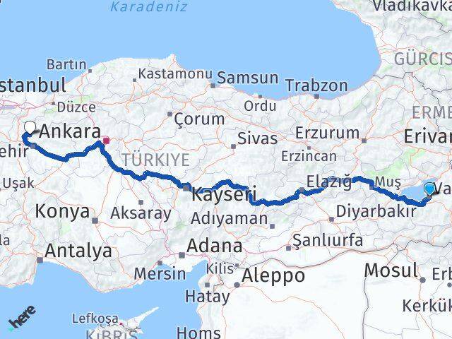 Van İnhisar Bilecik Arası Kaç Km - Yol Haritası