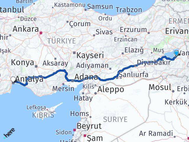İpekyolu Antalya Arası Kaç Km - Yol Tarifi