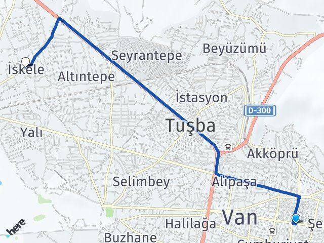 Van İpekyolu İskele Tuşba Arası Kaç Km - Yol Haritası