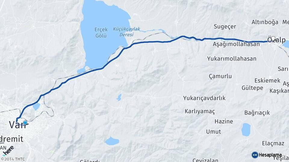 Van İpekyolu Özalp Arası Kaç Km - Yol Haritası
