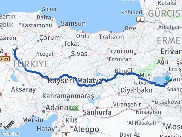 Van Kalecik Ankara Arası Kaç Km - Yol Haritası