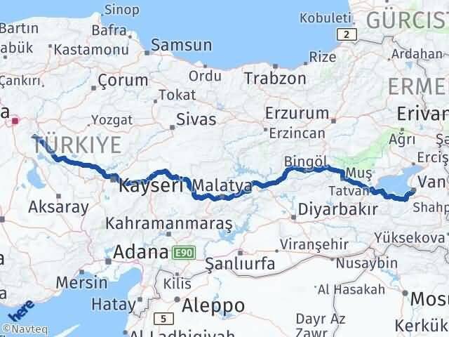 Van Karakeçili Kırıkkale Arası Kaç Km - Yol Haritası