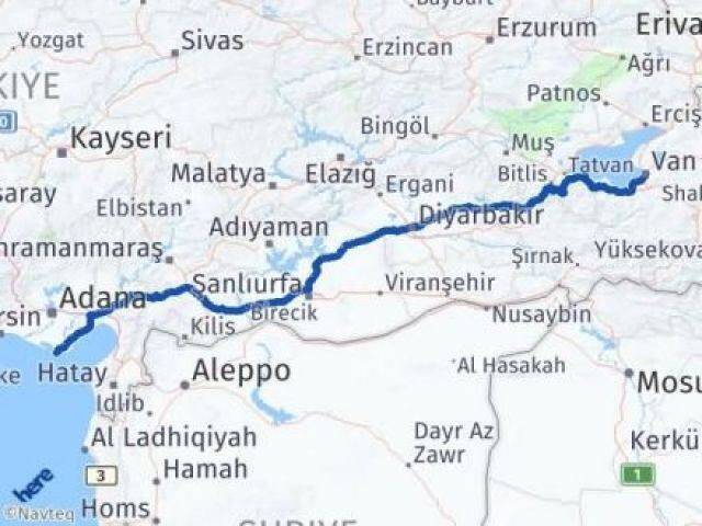 Van Karataş Adana Arası Kaç Km - Yol Haritası