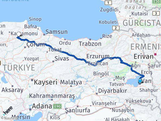 Van Kargı Çorum Arası Kaç Km - Yol Haritası