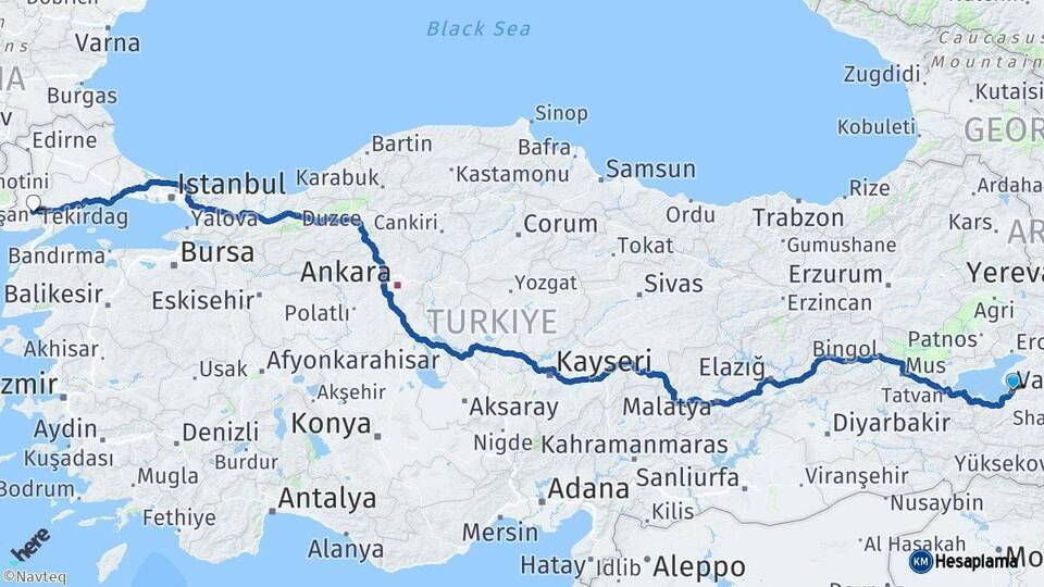 Van Keşan Edirne Arası Kaç Km - Yol Haritası