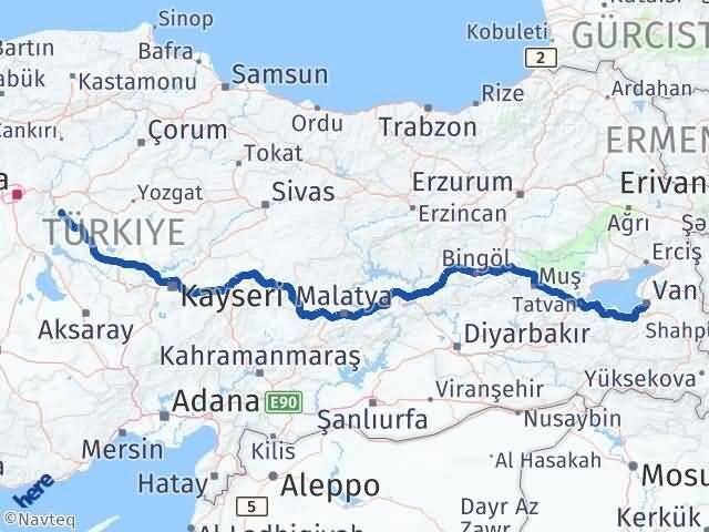Van Keskin Kırıkkale Arası Kaç Km - Yol Haritası