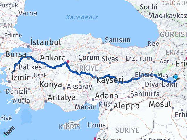 Van Kınık İzmir Arası Kaç Km - Yol Haritası