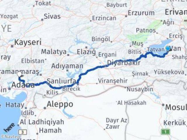 Van Kozan Adana Arası Kaç Km - Yol Haritası