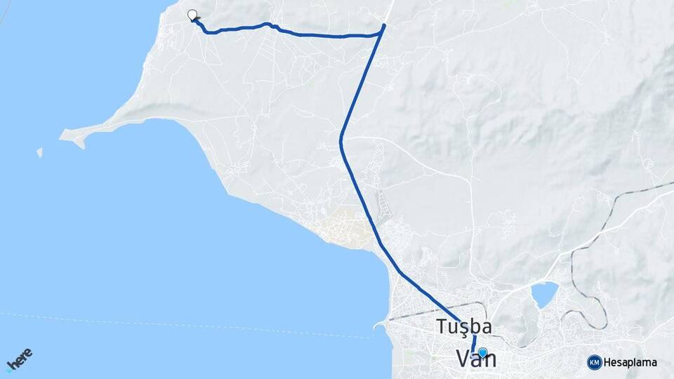 Van Mollakasım Tuşba Arası Kaç Km - Yol Haritası