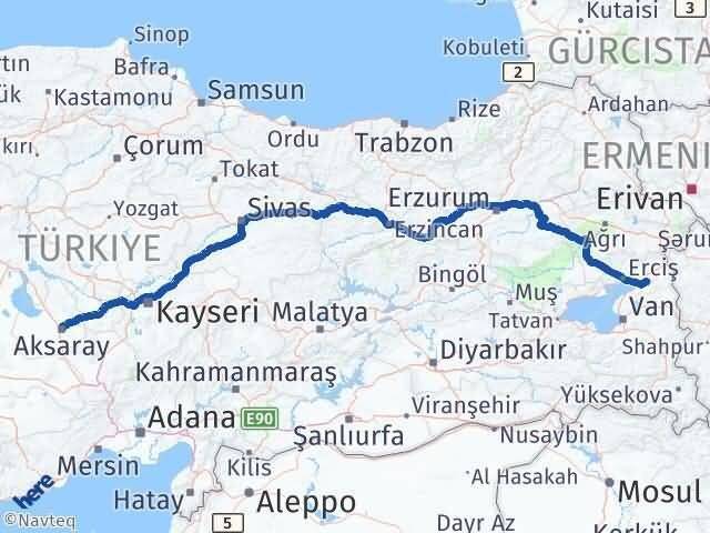 Van Muradiye Aksaray Arası Kaç Km - Yol Haritası