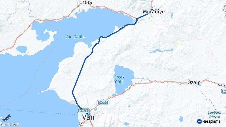 Van Muradiye Arası Kaç Km - Yol Haritası