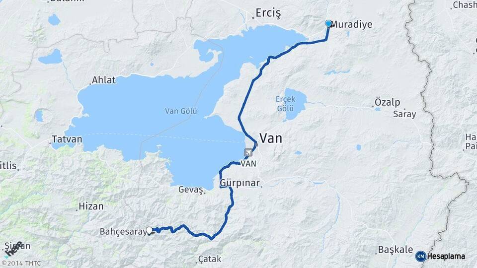 Van Muradiye Bahçesaray Arası Kaç Km - Yol Haritası