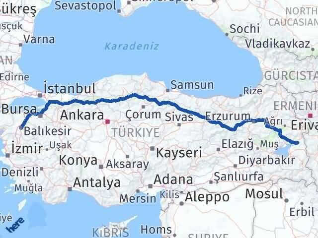 Van Muradiye Balıkesir Arası Kaç Km - Yol Haritası