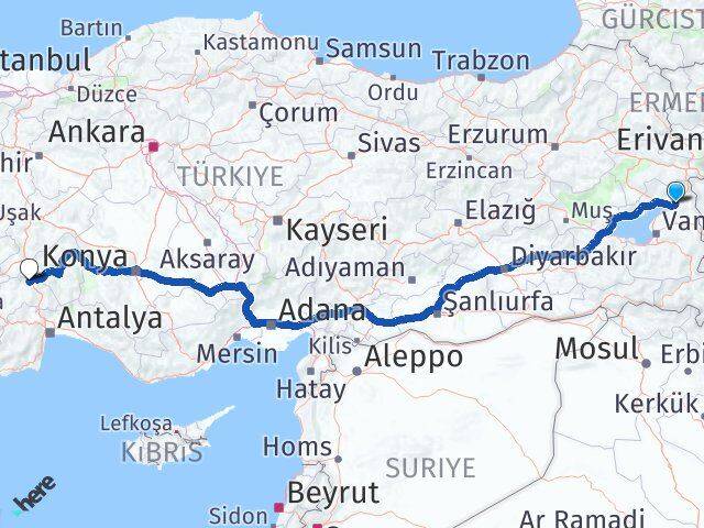 Van Muradiye Burdur Arası Kaç Km - Yol Haritası