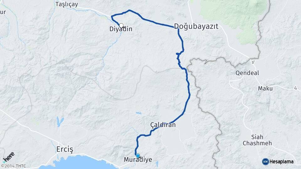 Van Muradiye Diyadin Ağrı Arası Kaç Km - Yol Haritası