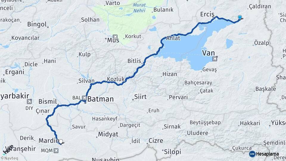 Van Muradiye Mardin Arası Kaç Km - Yol Haritası