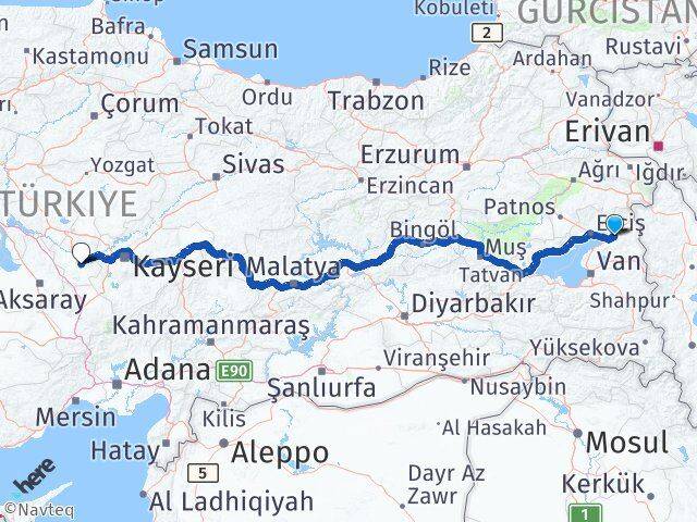 Van Muradiye Nevşehir Arası Kaç Km - Yol Haritası