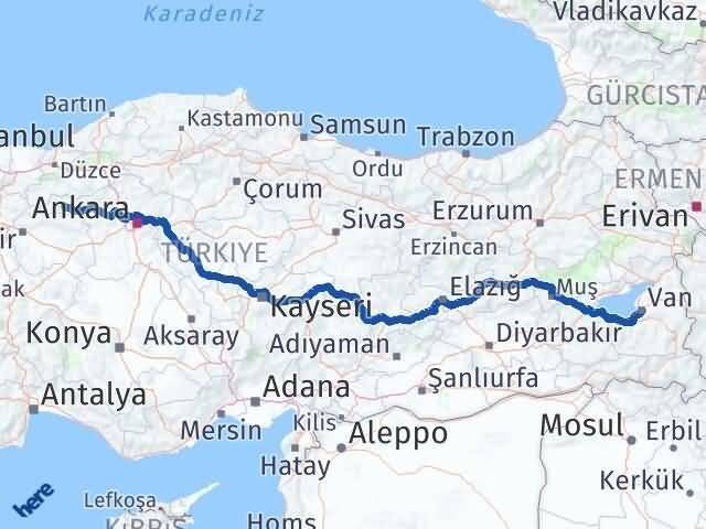 Van Nallıhan Ankara Arası Kaç Km - Yol Haritası