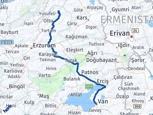 Van Olur Erzurum Arası Kaç Km - Yol Haritası