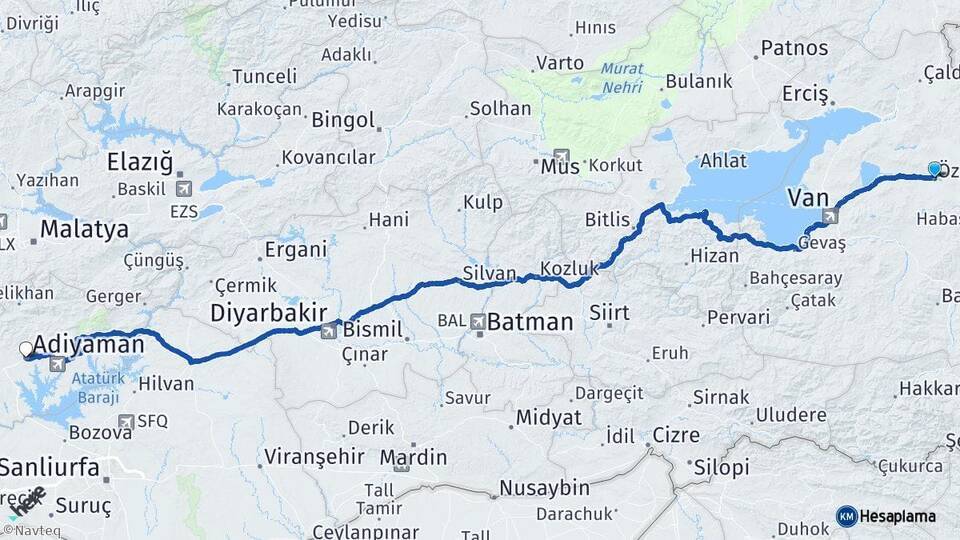 Özalp Adıyaman Arası Kaç Km - Yol Tarifi