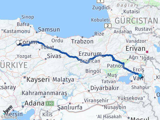 Özalp Çorum Arası Kaç Km - Yol Tarifi