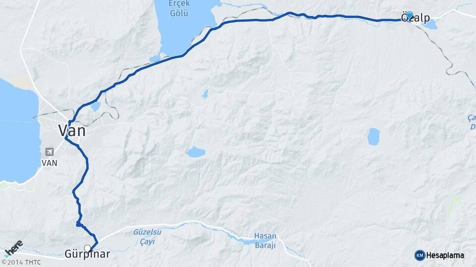 Van Özalp Gürpınar Arası Kaç Km - Yol Haritası