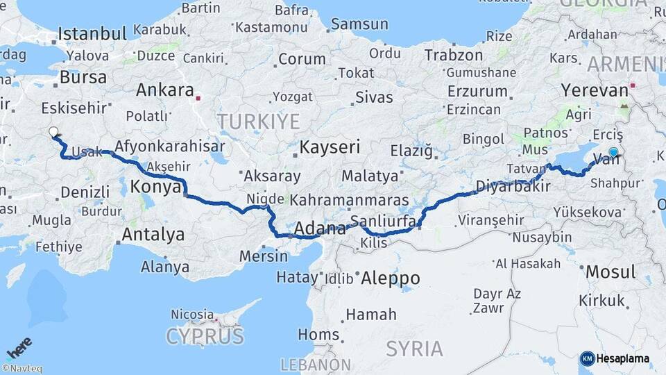 Van Özalp Simav Kütahya Arası Kaç Km - Yol Haritası