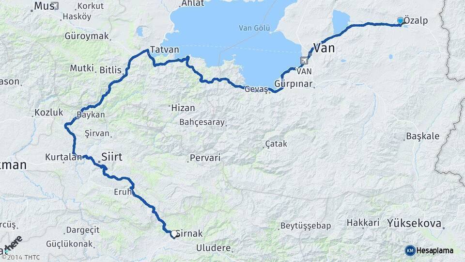 Özalp Şırnak Arası Kaç Km - Yol Tarifi
