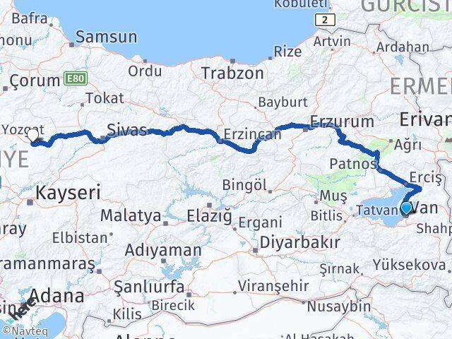 Van Saraykent Yozgat Arası Kaç Km - Yol Haritası