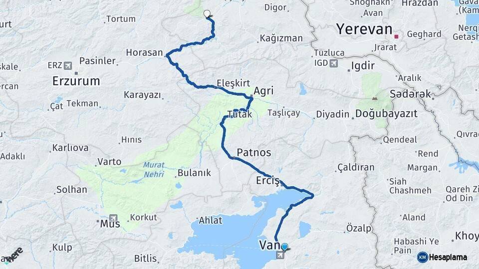 Van Sarıkamış Kars Arası Kaç Km - Yol Haritası