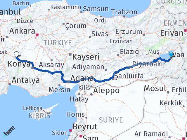 Van Sultandağı Afyonkarahisar Arası Kaç Km - Yol Haritası